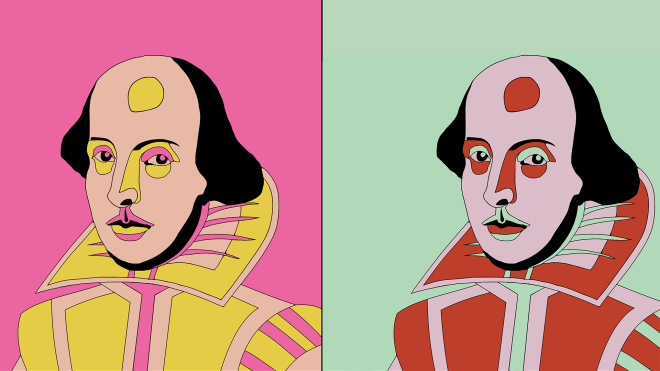 Shakespeare im Pop Art Stil grafisch dargestellt